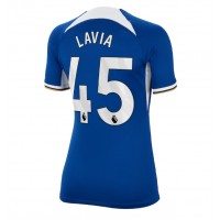 Camiseta Chelsea Romeo Lavia #45 Primera Equipación para mujer 2023-24 manga corta
